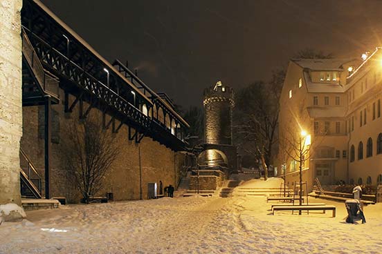 Winterlicher Pulverturm in Jena